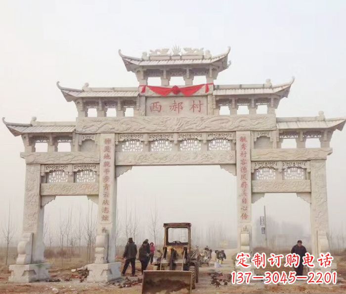 开封高品质三门牌坊石雕