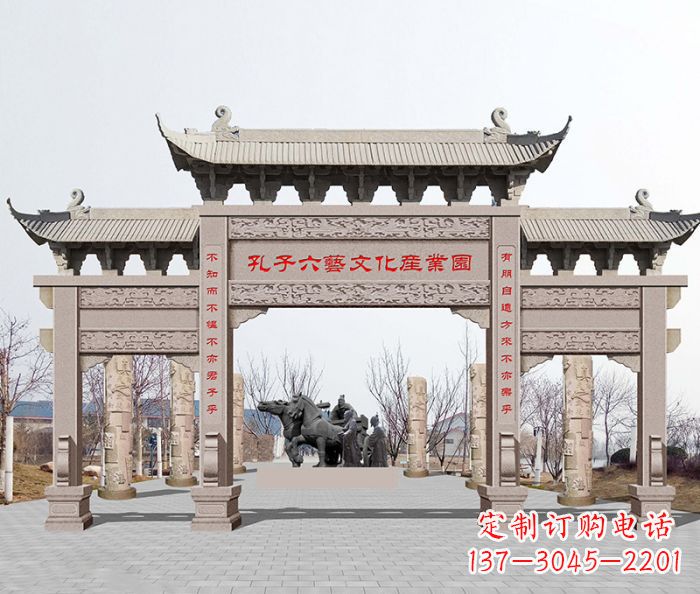 开封景区三门石雕牌坊-高质美观可靠的雕塑装置