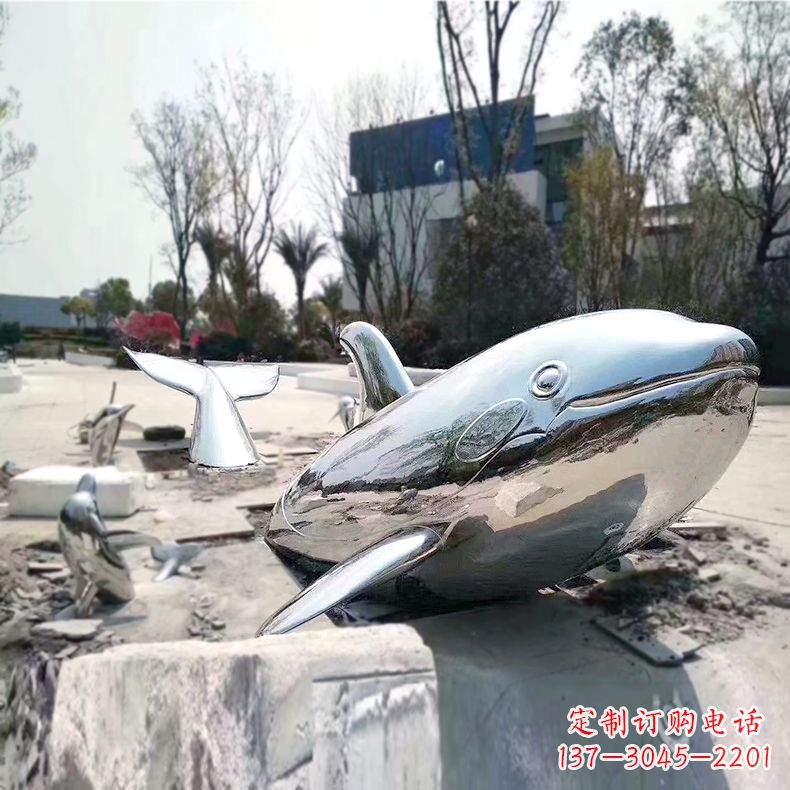 开封奇特美观的镜面不锈钢鲸鱼雕塑