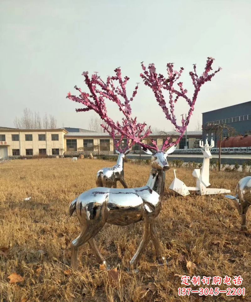 开封镜面不锈钢梅花鹿雕塑,一款极致的雕塑体验