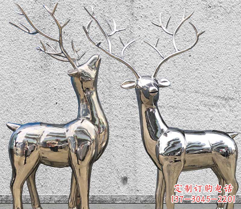开封镜面不锈钢小鹿雕塑
