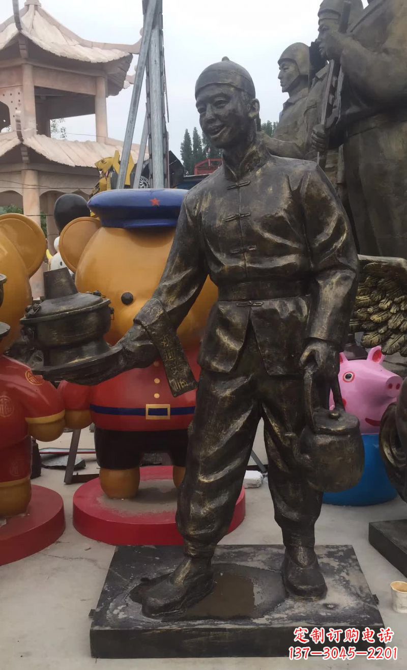 开封专业定制酒店店小二铜雕