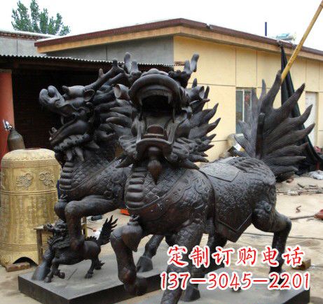 开封精致、象征意义高的聚财铜麒麟雕塑