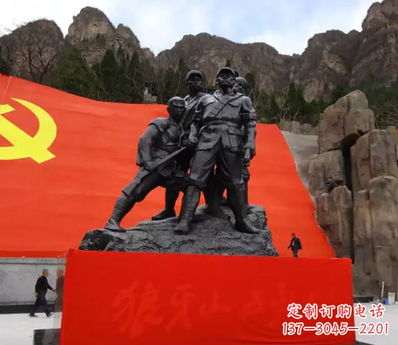 开封狼牙山五壮士烈士铜雕,永载革命先烈光辉