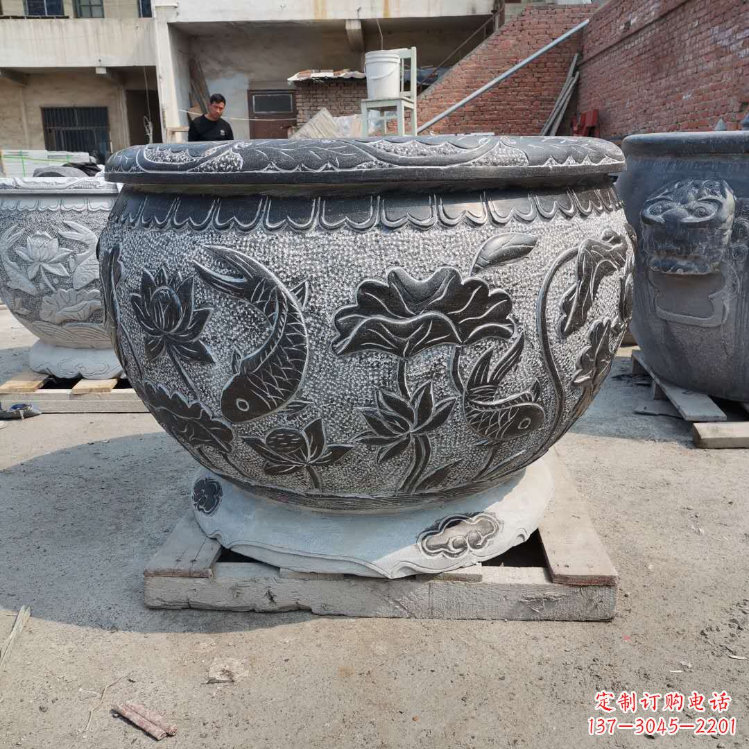 开封老青石园林石雕水缸