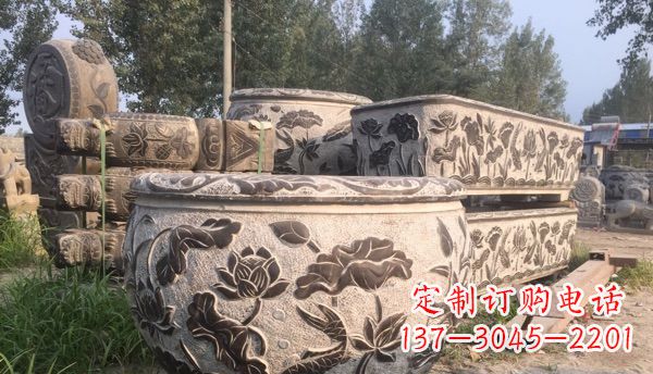 开封连年有余石浮雕仿古圆水缸 (4)
