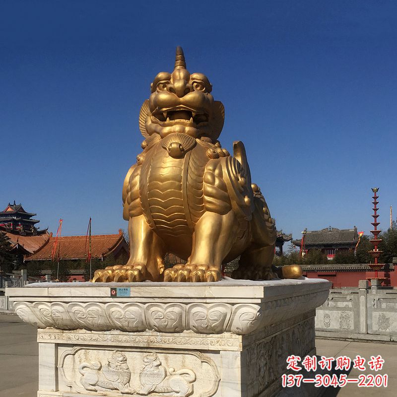 开封鎏金獬豸铜雕,为您提供精美的景观雕塑