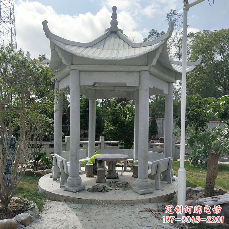 开封六角大理石凉亭雕塑中领雕塑是一家专业的雕…