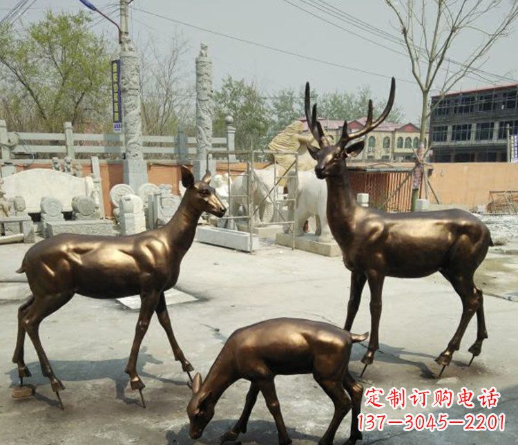 开封鹿动物铜雕 (2)