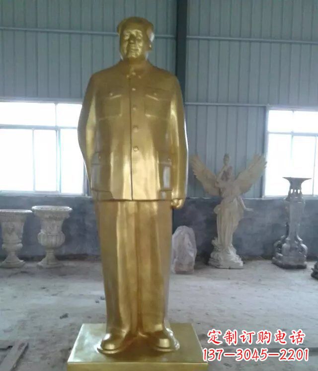 开封优雅的毛主席玻璃钢仿铜人物雕塑