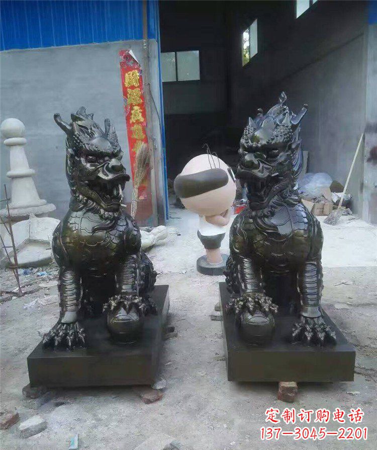 开封中领雕塑——神兽铜雕麒麟护持您的门口