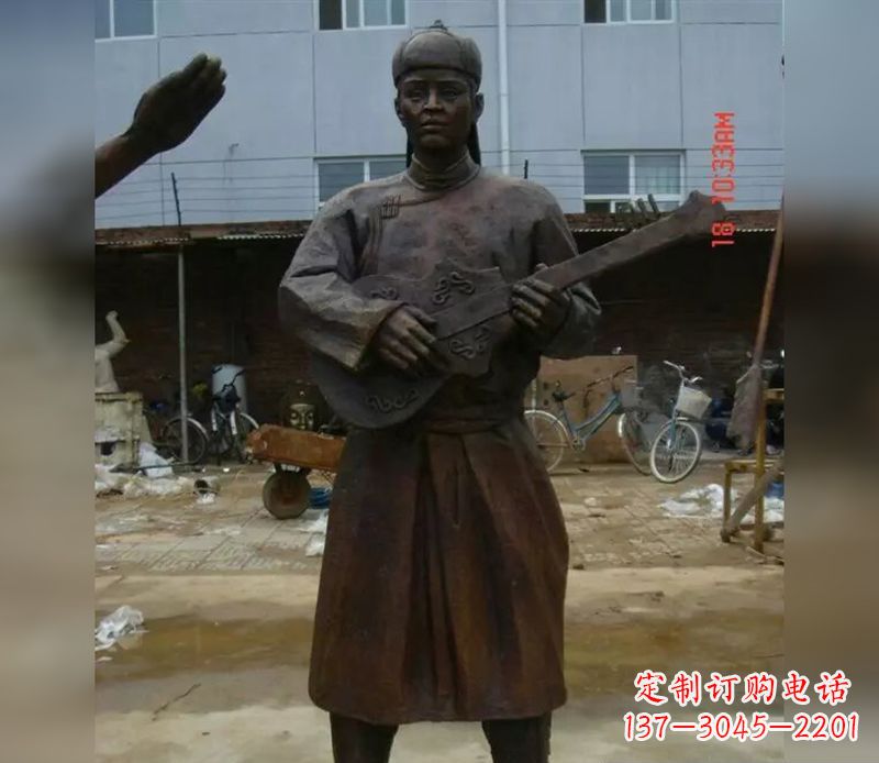 开封蒙古族男人演奏公园人物铜雕