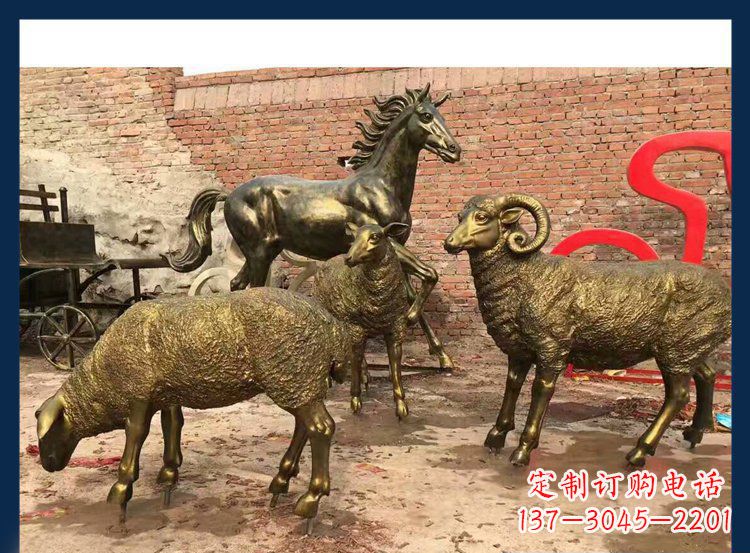 开封中领雕塑|绵羊公园动物铜雕,让自然之美永存