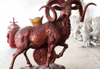 开封红阳开泰精美的缅甸铜山羊雕塑