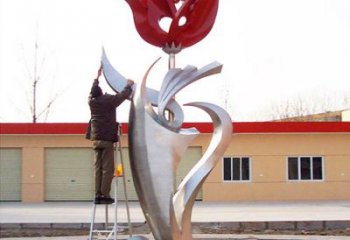 开封户外大型不锈钢雕塑玫瑰花