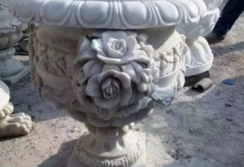 开封花朵浮雕欧式花钵石雕