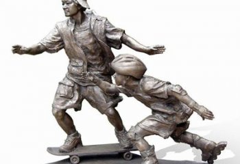 开封激情滑板，艺术雕塑：城市滑冰男孩铜雕
