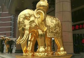 开封鎏金大门大象铜雕，招财辟邪吉祥动物雕塑