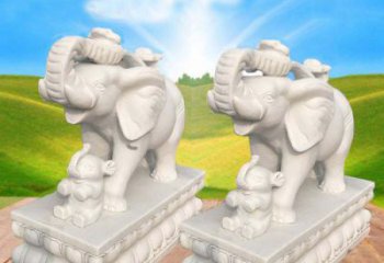 开封中领雕塑，独特精美的大象汉白玉门口石雕
