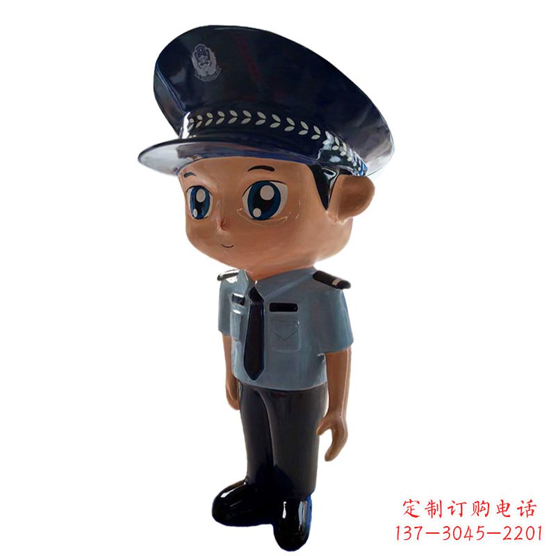 开封全新警察玻璃钢卡通雕塑