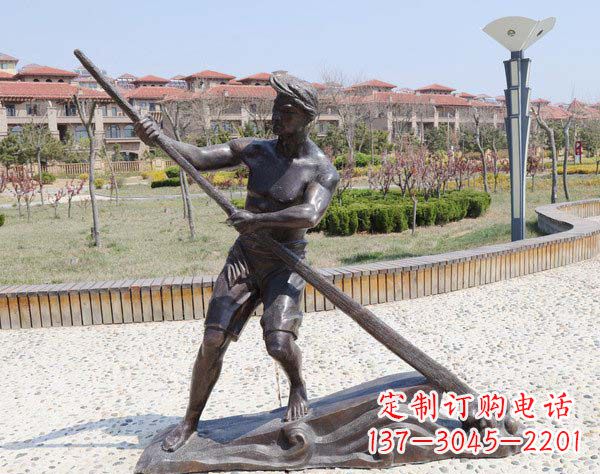 开封男子划船铜雕塑
