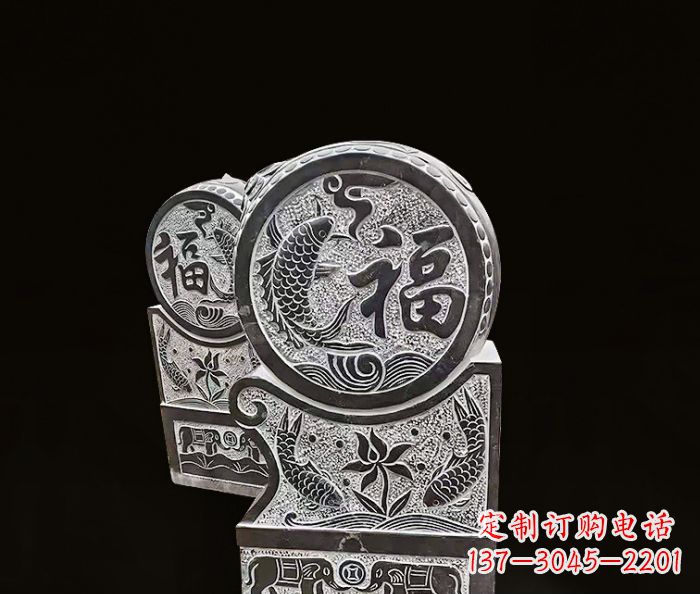 开封年年有余雕塑-门墩仿古抱鼓石