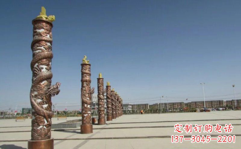 开封中领雕塑|专业定制盘龙柱广场柱子铜雕