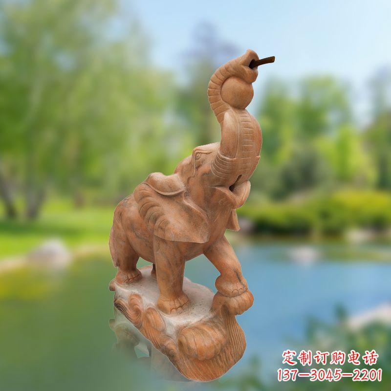 开封小象雕塑,释放晚霞红石美感