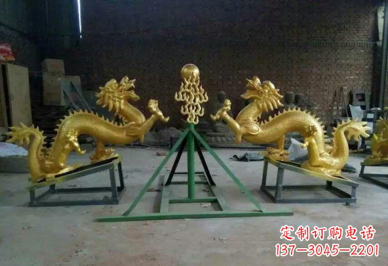 开封享受经典,领略古老传统,精美特色的双龙戏珠铜雕