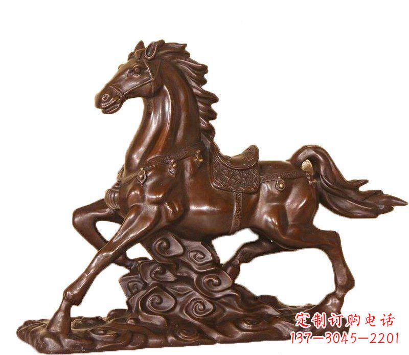 开封企业办公招财动物马玻璃钢仿铜摆件