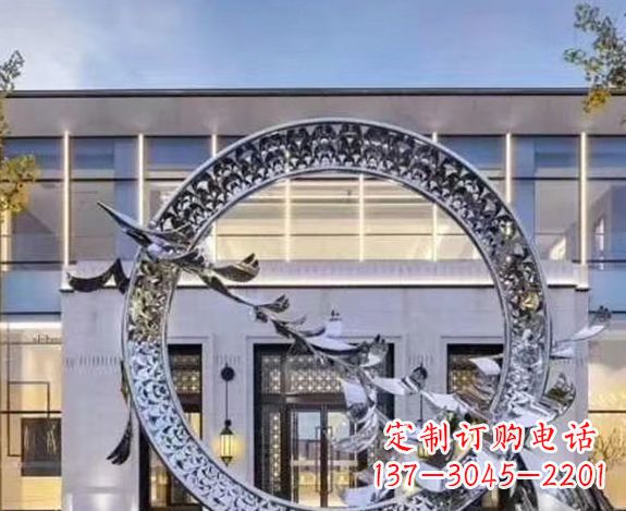 开封华丽大雁不锈钢圆环雕塑