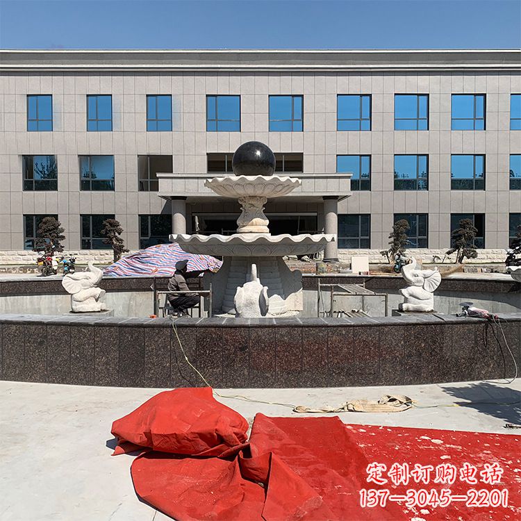 开封企业广场招财石雕喷泉雕塑
