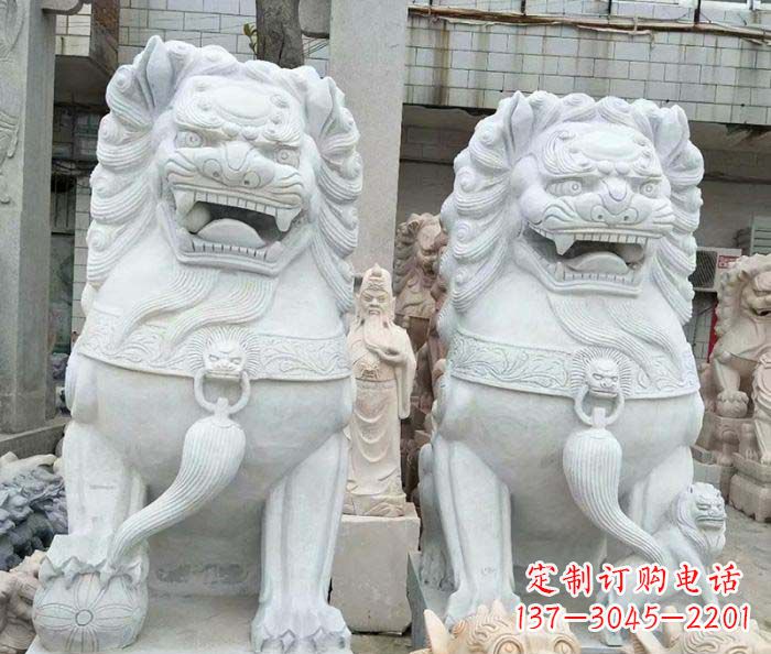 开封企业景观大理石狮子石雕 (3)