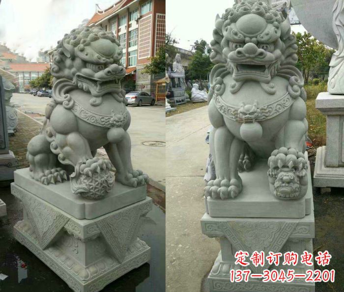 开封企业景观大理石狮子石雕 (12)