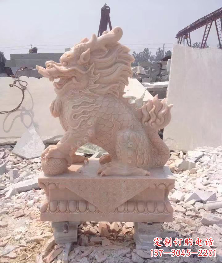 开封企业酒店门口镇宅招财麒麟石雕