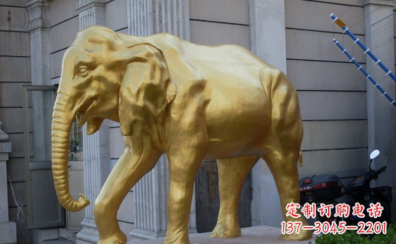 开封企业门口大象铜雕 (2)