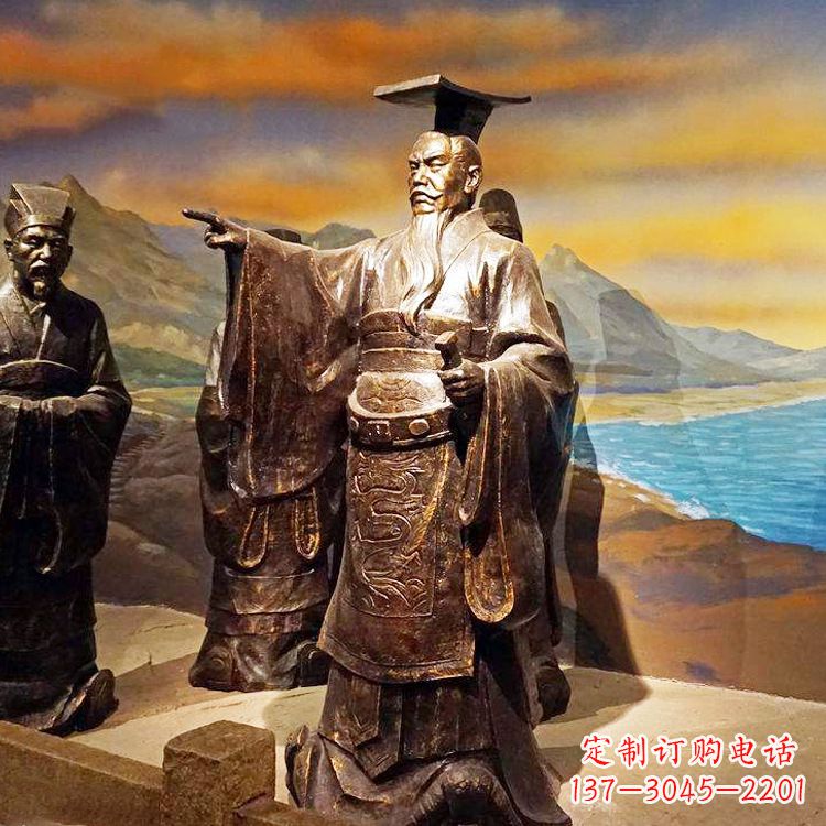 开封中领雕塑-精美秦始皇大型铜雕像