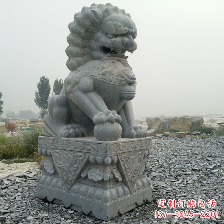开封青石北京狮子雕塑,雕刻传承千古之魅力