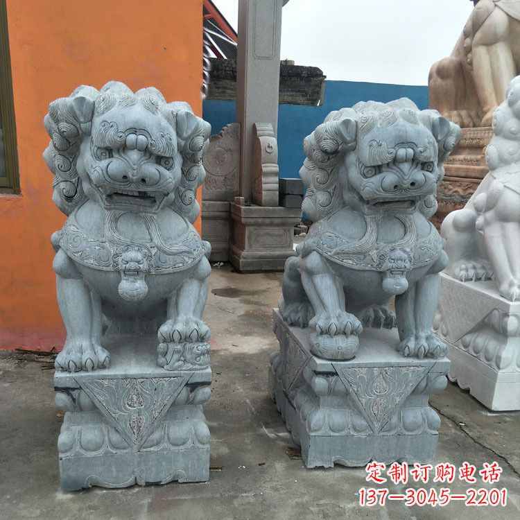 开封精美的青石北京小狮子雕塑