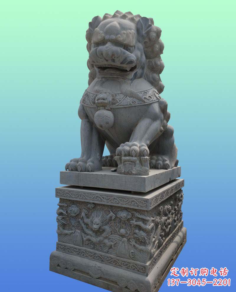 开封传统工艺与现代美感完美结合的青石狮子雕塑