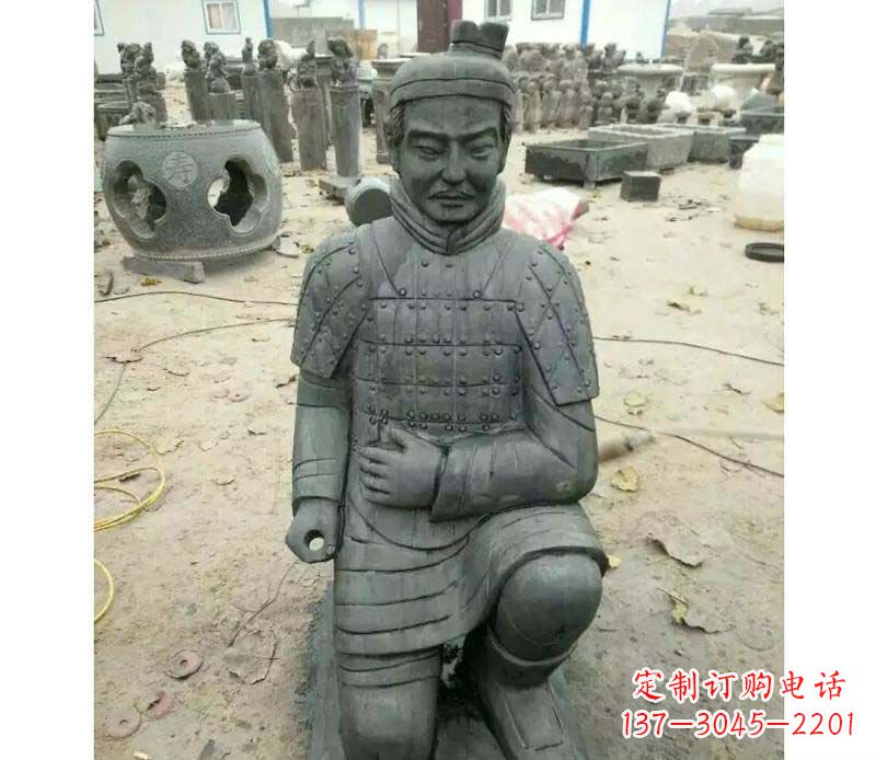 开封青石仿古兵马俑雕塑,精巧细腻