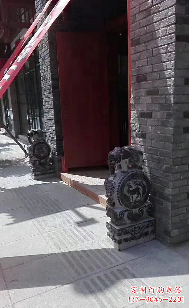 开封青石雕刻大象门墩抱鼓石