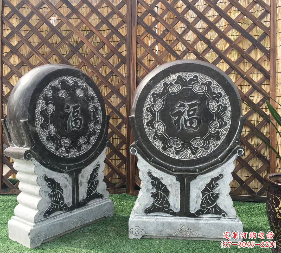 开封青石仿古福字抱鼓雕塑,让您的家园更加美观