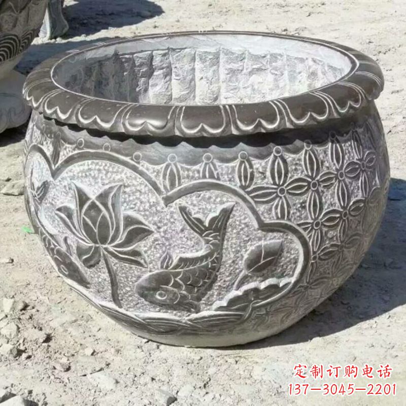 开封精致青石浮雕水缸,为您打造精美绝伦的定制雕塑