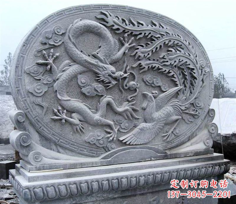 开封青石古典美——龙凤呈祥雕塑