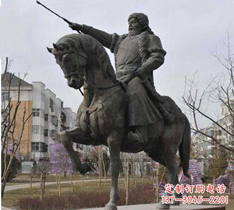 开封精致雕刻成吉思汗青铜骑马