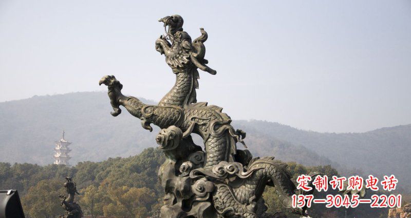 开封中领雕塑|传统青铜神龙出水铜雕