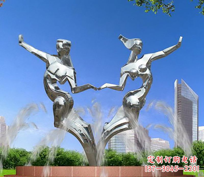 开封爱情镌刻,不锈钢抽象情侣雕塑