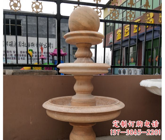 开封风水球石雕,晚霞红别墅装饰精品