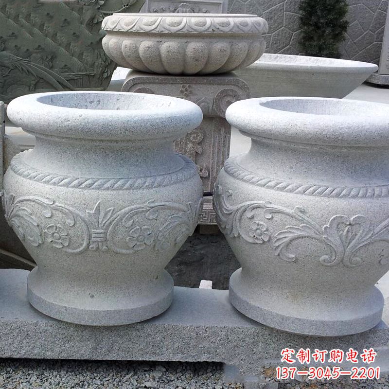 开封砂岩花盆石雕,搭配室内装饰空间